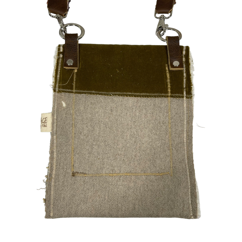 Vintage by Tosi Handmade Small Crossbody Bag Leather Velvet Boho Art Fairy - Picture 3 of 5